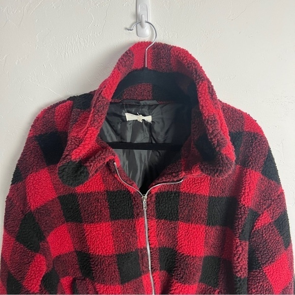 Plaid jacket fuzzy sherpa coat - Picture 7 of 13